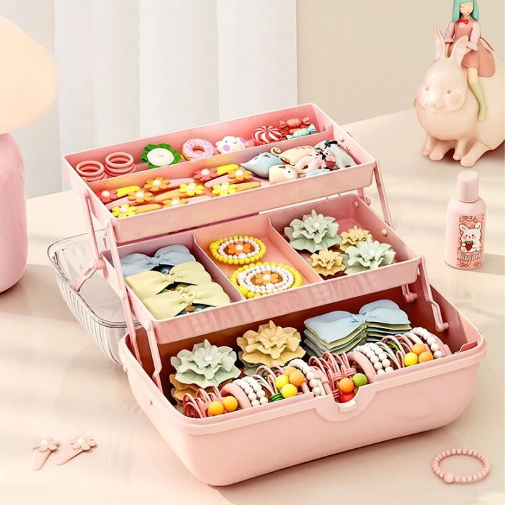 정리함 장난감 정리함 Multi-layer Hairpin Storage Box Cute Girls Jewellery Box Children's Hair Accessories Storage Box Toy Storage Box