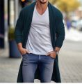 2024 Autumn Men's Knitted Cardigan Casual Long Sweaters Male Long Sleeve Outerwear Solid Color Loose Streetwear Knit Jacket. 