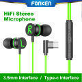 FONKEN Type C 3.5mm L Jack Magnetic Gaming Wired Earphones Hifi Sound Noise Reduction In Ear Headset With Mic Earbud For Xiaomi Huawei. 