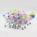 Supermarket Handcart Trolley Mini Shopping Cart Desktop Decor Storage Toy Gift For Kid Furniture Accessories. 