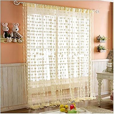 Love Heart String Curtain Window Door Divider Sheer Curtain Valance-porda