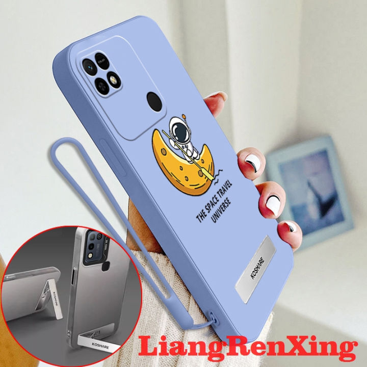 Casing redmi 9c redmi 10a xiaomi redmi 9c phone case Softcase Liquid Silicone Protector Smooth shockproof Bumper Cover new design astronaut with holder aesthetic YTXJCB01