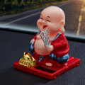 Solar Powered Toy Buddhist Monk Figure Dancing Swing Figure Model Toy Dashboard. 