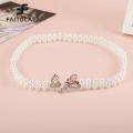 Fashion Pearl Belts For Women Dresses Elastic Buckle Ladies Belt Flower Butterfly Crystal Girls Waist Belts Waistband. 