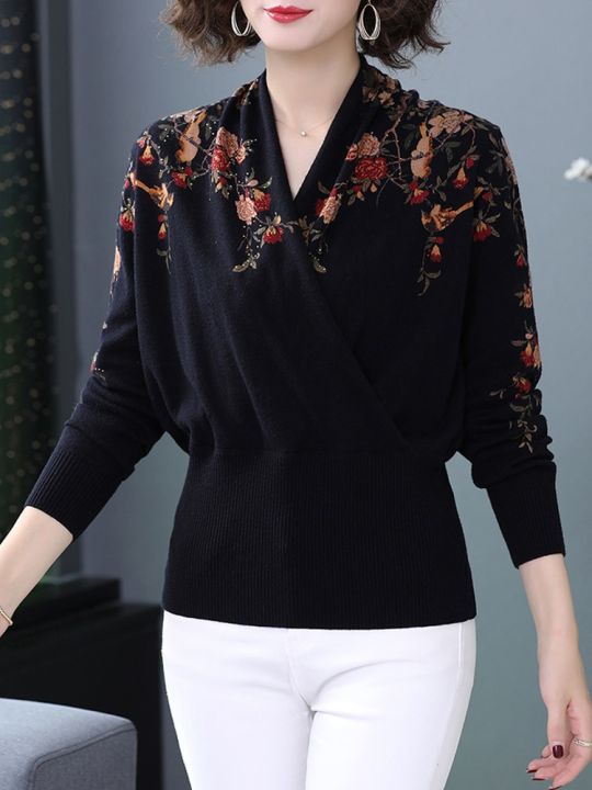 Sweater Women New Arrivals Autumn Print Pullover Sweater Chinese Style Women Clothes Pull Knitwear Elasticity Sweaters For Women