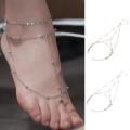 【Quality】 Foot Chain Vintage Mesh Tassel Toe Anklet Beads Exotic Charm Court Style Anklet Bracelet Multilayer Alloy Foot Jewelry Wedding. 