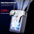USB Small Air Conditioner Clip-on 3.7V/1.2A Electric Fan Bladeless 12000mAh Power Bank 3-gear Wind Mute for Outdoor Indoor. 