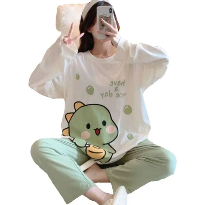 Spring%20and%20Autumn%20Cartoon%20Long%20sleeved%20Pamas%20Pants%20Large%20Size%20Cute%20Women's%20Winter%20Home%20Fury%20Set%20-%20Image%205