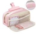 Creative Large Capacity Double Layer Canvas Pencil Case Waterproof Durable Zipper Closure Macron Color Pencil Bag Student School Supplies.
