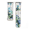 For Apple Watch Ultra 49mm&Watch Ultra 2 49mm / Series 9&8&7 45mm / SE 3&SE 2&6&SE&5&4 44mm / 3&2&1 42mm Fashion Pastoralism Style Little Floral Pattern Women Watch Leather Watch Band. 