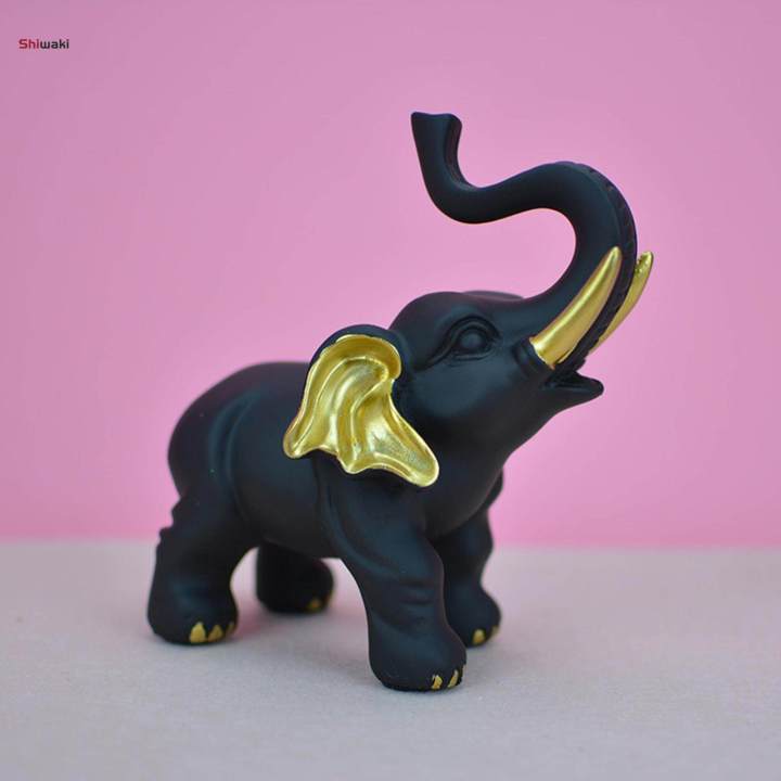 Resin Elephant Figurine Sculpture Fengshui Ornament for Housewarming Gift