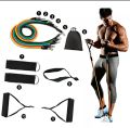 FITLETHIC Resistance Bands Tubes (11 pcs) Set with Exercise Loop Bands & Door Anchor, Ankle Strap, Carrying Case - Gym Strength Training, Crossfit. 