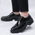 Platform High Heel 4/7/9 CM Height Increase Casual Men Brogue Patent Leather Shoe Man Oxford Dress Shoes Elevator Formal Wedding KEEMEEUYZO.