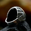 2023 New Unique Design 316L Stainless Steel Turkey Ring Turkish Signet Ring Zircon Stone Ethnic Style Jewelry.