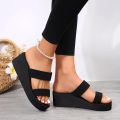 【Trending】 Wedge Heel Thick Sole Ladies Sandals High Heels Sandals Summer Casual Women Shoes Beach Flip Flops Solid Slides Women Slippers. 