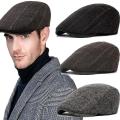 French Style Vintage Beret Hat Caps/British Classic Check Wool Beret/Flat Dome Short Brim Artist Painter Hat For Men. 