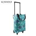 Portable Shopping Cart Portable Folding Grocery Cart with Wheels Waterproof Stair Climbing Trolley Bag for Easy Shopping Collapsible Rolling Cart for 2-in-1 Foldable Shopping Cart.