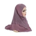 H076 Adults or big girls medium size 70*60cm pray hijab muslim hijab scarf islamic headscarf hat amira pull on headwrap. 