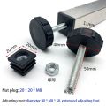 1 PCS Of M8 * 50/100mm Adjustable Foot Pads With Nuts Pipe Plugs Black Square Furniture Shelves Height Adjustable Foot Cups.