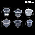 100pcs Mini Plastic Packing Box 20-40ml Sauce Cup Clear Food Condiments Storage Container Box Kitchen Organizer. 