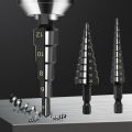 JAERBEE 4Pcs 3-12 4-12 4-20mm HSS Straight Groove Step Drill Bit Nitride Twist Drill Wood Metal Hole Cutter Core Drilling Tools.
