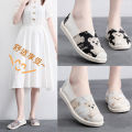 Women's Cloth Shoes Old Beijing Autumn New Slip-on Lofter Low-Cut Canvas Shoes Casual Flat Shoes Soft Bottom Women's Shoes. 