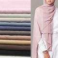 Good Muslim Bubble Chiffon Hijab Scarf Women Solid Color Soft Long Shawls and Wraps Georgette Islamic Head Scarves Ladies Hijabs. 