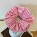 Small Design Hair Scrunchies For Woman Summer Cute Four Layer Plaid Headwear Pure Cotton Edge Extra Large Intestinal Hair Loop. 