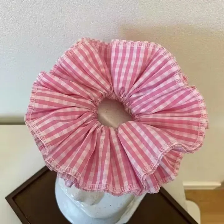 Small%20Design%20Hair%20Scrunchies%20For%20Woman%20Summer%20Cute%20Four%20Layer%20Plaid%20Headwear%20Pure%20Cotton%20Edge%20Extra%20Large%20Intestinal%20Hair%20Loop%20-%20Image%207