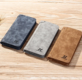 Music world BD Hengsheng Long Men's Wallet Retro Casual Brand Wallet Korean Clutch Large Capacity Frosted Card Holder Mobile holder Men's Long Wallet for Men's Fashion.. 