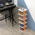 1 pcs Multi-Color 6-Layer Folding Shoe Cabinet: Adjustable Plastic Storage Rack for Efficient Organization. 
