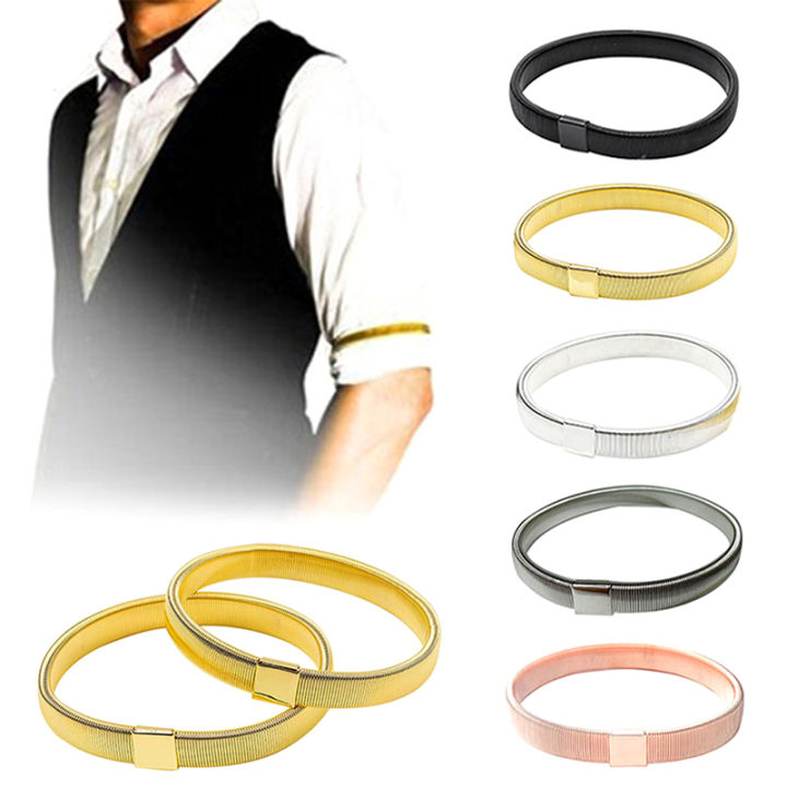 Fashion Wristband Men's Shirts Sleeve Holders Metal Arm Bands Hold Ups Garter Shroud Ring Men Bracelet Elastic Hoop Armband Mzea