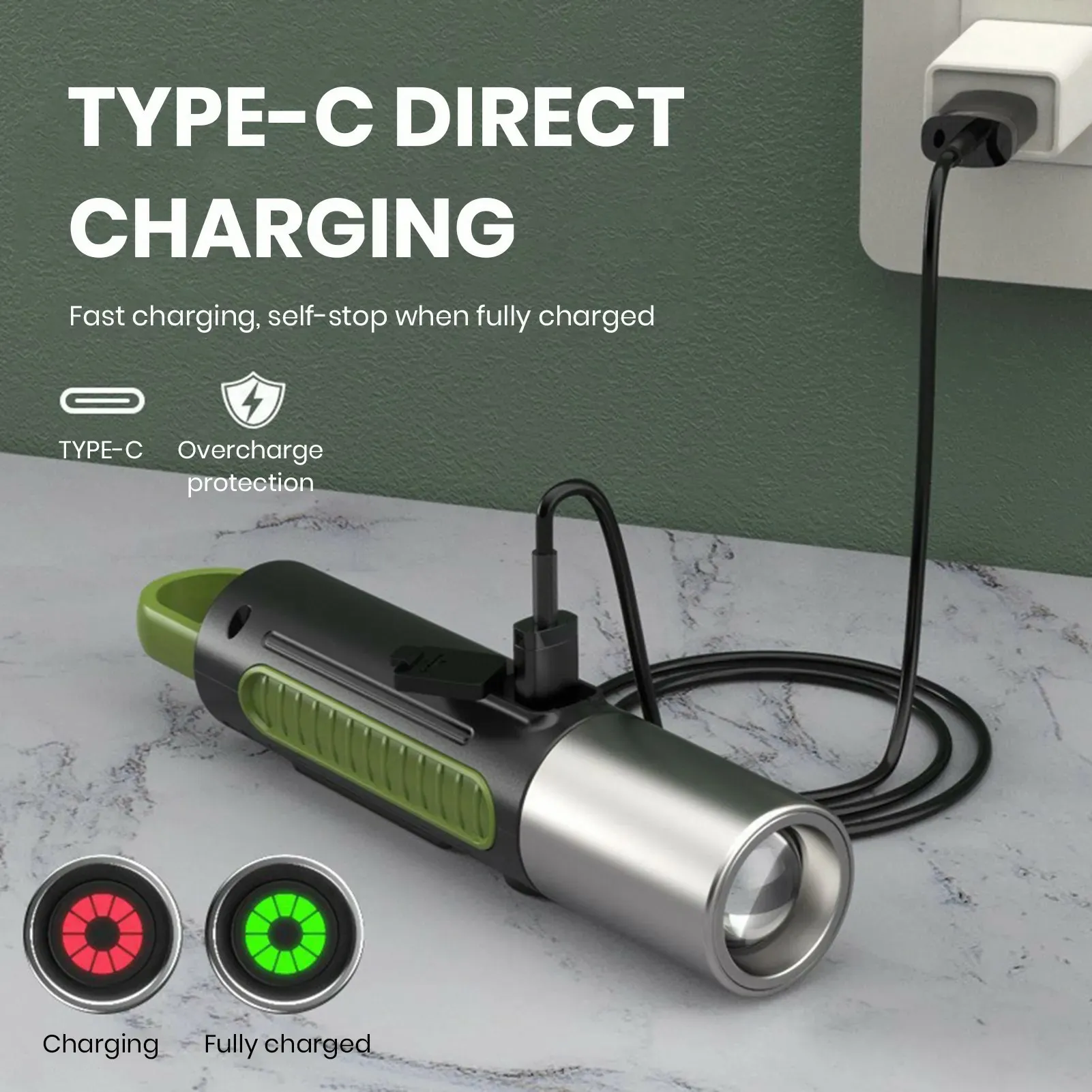 Smiling Shark-SD0707 Outdoor Camping LED Flashlight Rechargeable With Hook