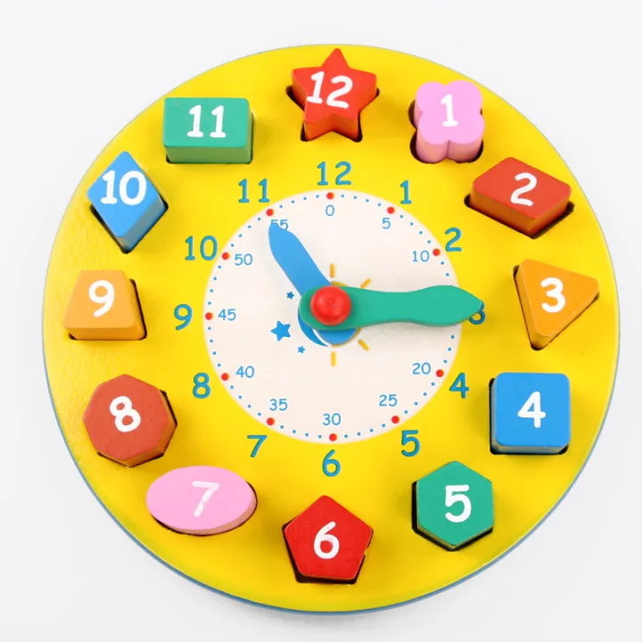 Shape Number Clock Teaching Aids Wooden Puzzle Kindergarten Children's ...