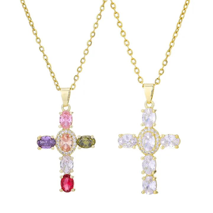 European%20and%20American%20Fashion%20Cross%20Pendant%20Necklace%20Women's%20All-Match%20Copper%20Plated%20Real%20Gold%20Inlaid%20Zircon%20Couple%20Sweater%20Chain%20Accessories%20-%20Image%205