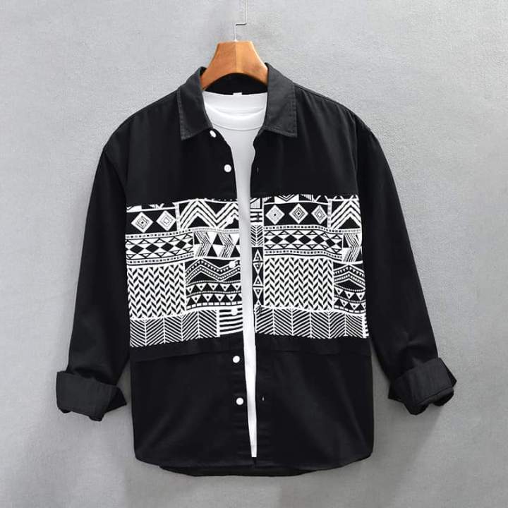 Men`s Premium Quality Printed Long Sleeve Shirt
