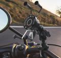 Universal Mobile Phone Holder With USB Charger For Motorcycle- Black.