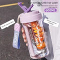600 ML Sports Water Bottle Food Grade Tritan Material Water Cup Female Straw Cup Summer Portable Water Cup Handy Cup.