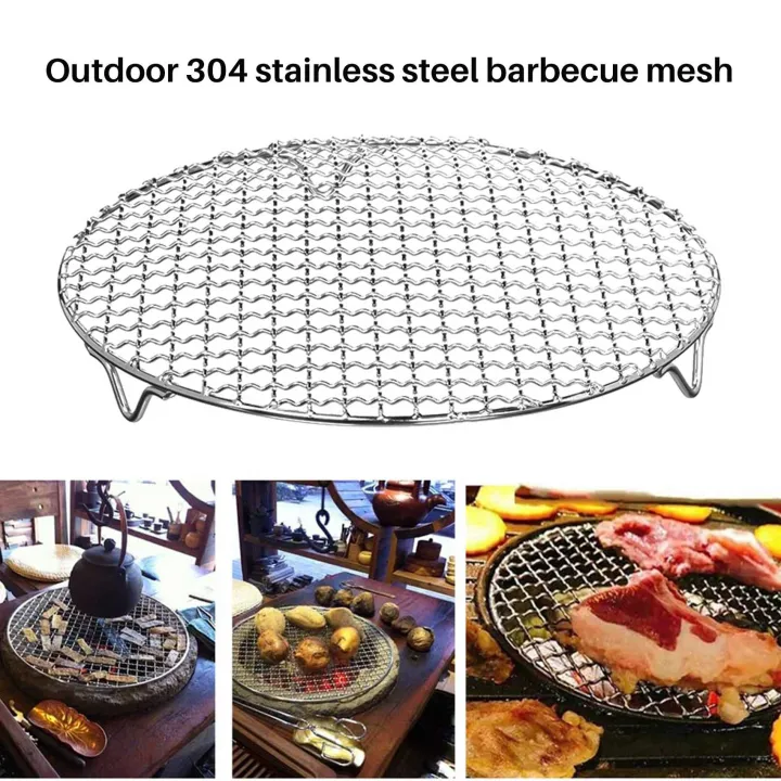 NAMUNY%20304%20Stainless%20Multipurpose%20Steel%20Round%20Grill%20Net%20with%20Foot%20Barbecue%20Rack%20Steam%20Baking%20Rack%20Camping%20Outdoor%20BBQ%20Meshes%20-%20Image%203