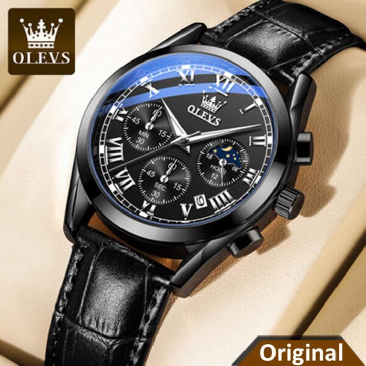 OLEVS 2872 Watch For Men Waterproof Business Dress Analog Quartz Calendar Wristwatch Luxury Brand Date Sport Leather Luminous