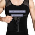 Mens Compression Shirt Slimming Body Shaper Vest Sleeveless Undershirt Tank Top Tummy Control Shapewear for Men Adjustable Hook. 