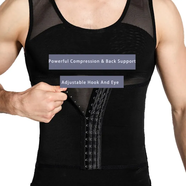 Mens%20Compression%20Shirt%20Slimming%20Body%20Shaper%20Vest%20Sleeveless%20Undershirt%20Tank%20Top%20Tummy%20Control%20Shapewear%20for%20Men%20Adjustable%20Hook%20-%20Image%203