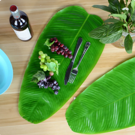 1/10PCS%20Green%20Tropical%20Artificial%20Banana%20Leaf%20Placemats%20Table%20Decoration%20Heat%20Resistant%20Drink%20Cup%20Coasters%20Faux%20Pad%20Dining%20Table%20Mats%20-%20Image%202