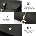 Korean Cute Deer Keychain Design Leather Sling Bag Leather Bag Waterproof Bag Shoulder Bag(17*12*3cm). 