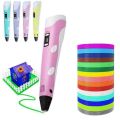 3D painting pen Three-color supplies Crafting Doodle Drawing Arts Printer PLA/ABS Filaments Kid Gift Pink.