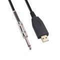 USB Guitar Cable ,USB Guitar Interface Male to 6.35mm Gold-Plated Mono Plug,Nylon Braid Recording Cable.