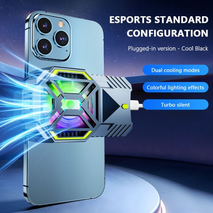 Universal Mobile Phone Pubg Cooling Fan Mobile Phone Radiator Gaming Phone Cooler Adjustable Portable Fan Heat Sink Phone Accessories with RGB Light