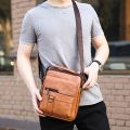 Vintage Man Bags PU Leather Shoulder Bags For Men Business Messenger Bags Male Fashion Tote Handbags Multi-pockets Crossbody Bag. 