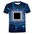 CPU electronic chip circuit board 3D printed T-shirt men women 2021 New Fashion casual short sleeve Harajuku streetwear tops. 