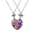 2pcs/set Best Friends Girls Friendship Pendant Necklace BFF Heart-shaped Couples Chain Gifts For Women. 